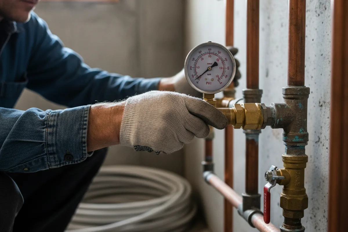 Pressure testing a repaired line during Water Line Repair in Clover